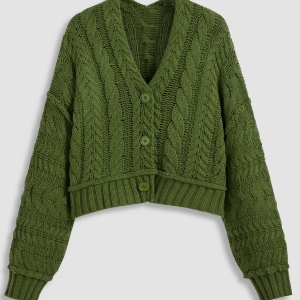 Green Cable Knit Sweater